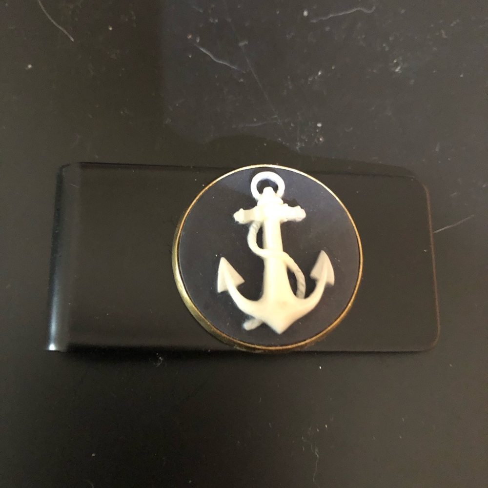 Anchor Raised In Brass Bezel Money Clip C-5-32